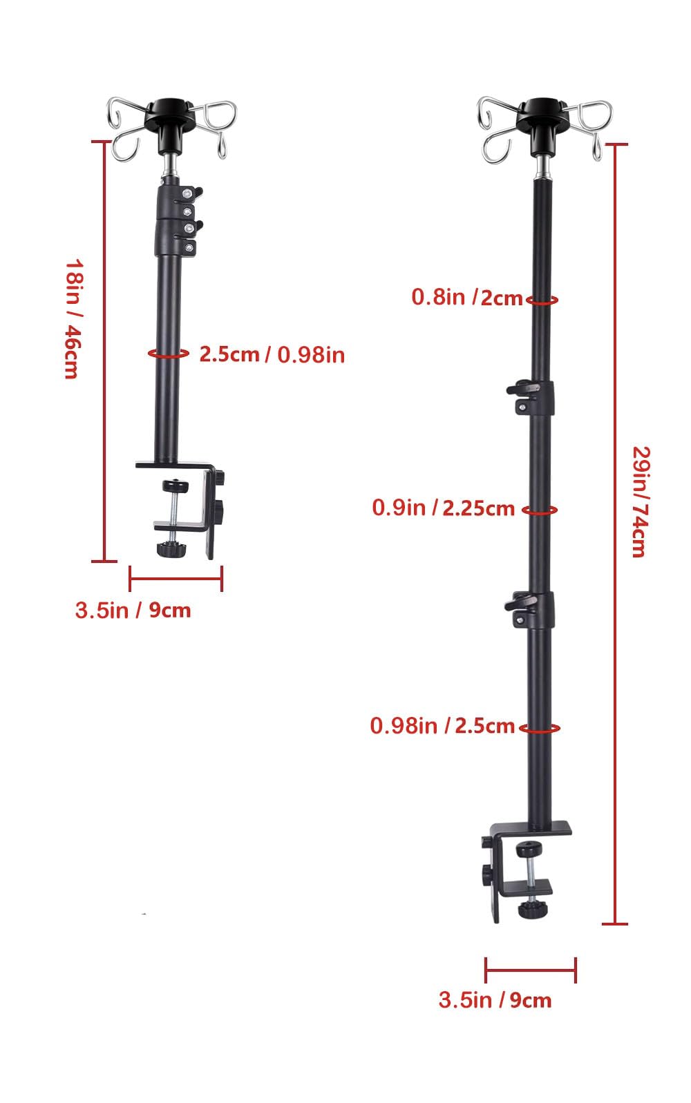 Wintopro telescoping height rod adjusts from 14 to 28 inches for comfortable operation.