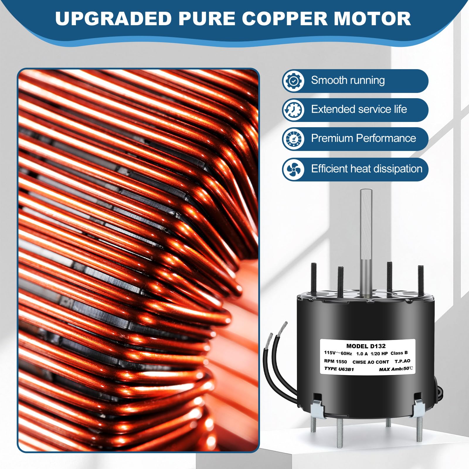 WINWEITGO D132 161M08 is a versatile general-purpose motor for fans and blowers.