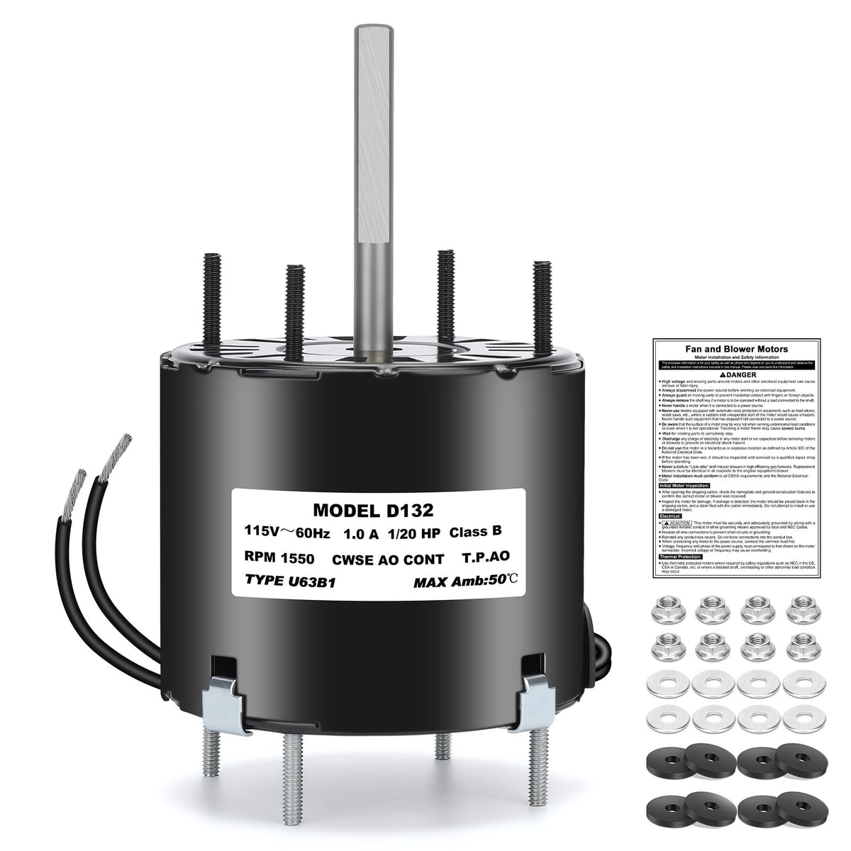 WINWEITGO D132 161M08 motor delivering quiet operation for HVAC and home appliances.