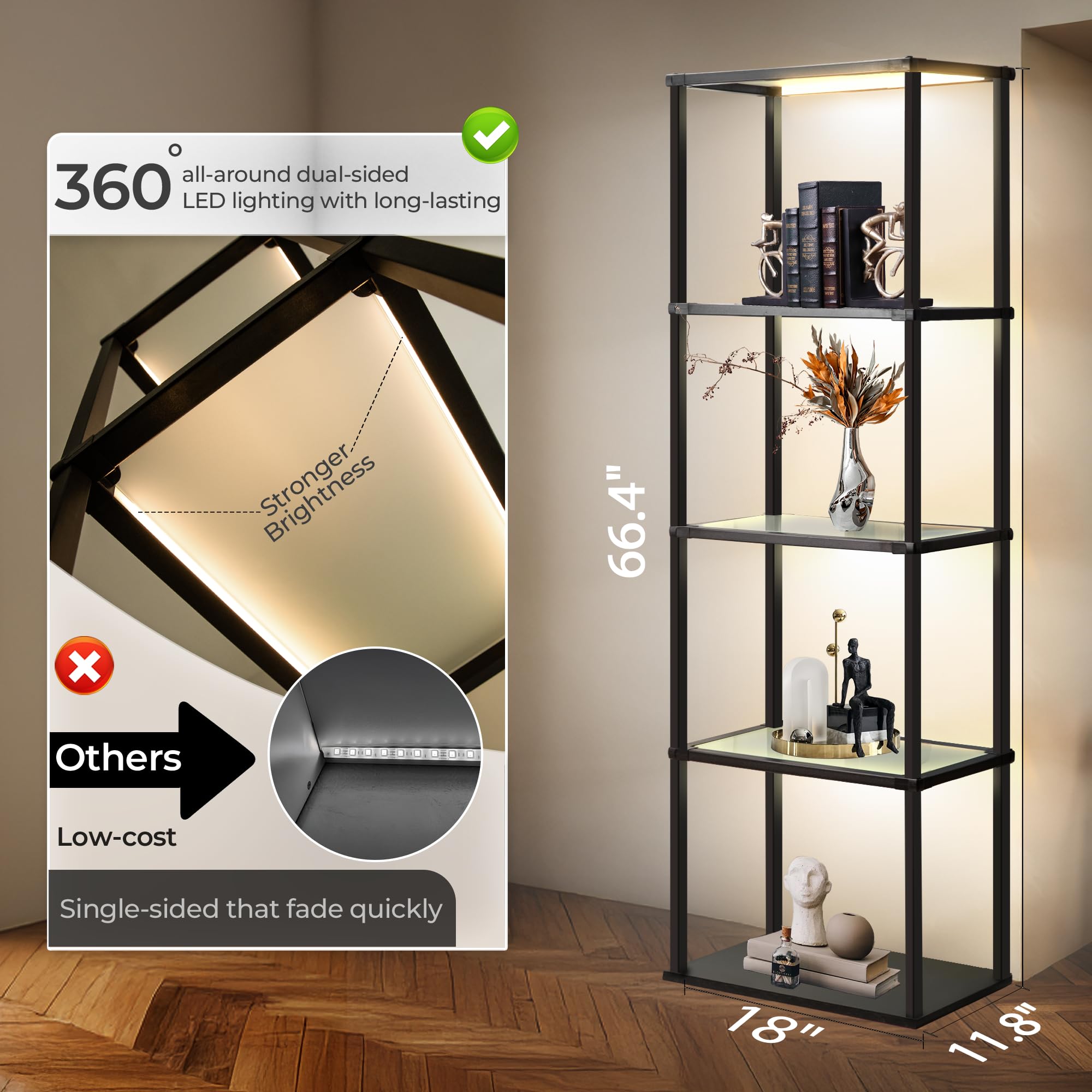 Wio-Mio dimmable LED panel lights the cabinet for bright, consistent visibility