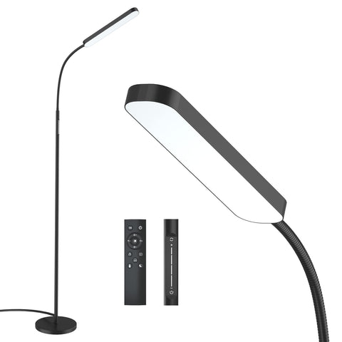 Wio-Mio floor lamp remote control for convenient, stepless brightness and color temperature adjustment.