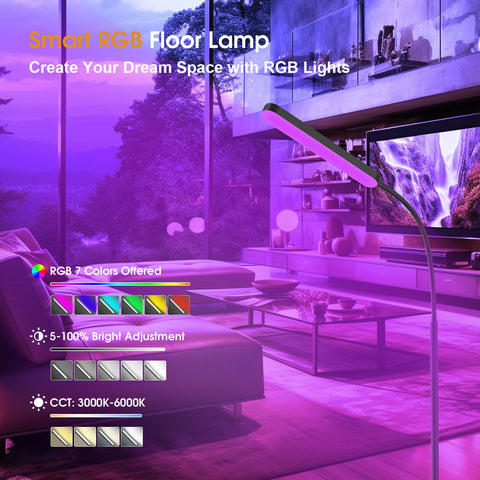 Wio-Mio floor lamp with stepless color temperature for warm to cool tones
