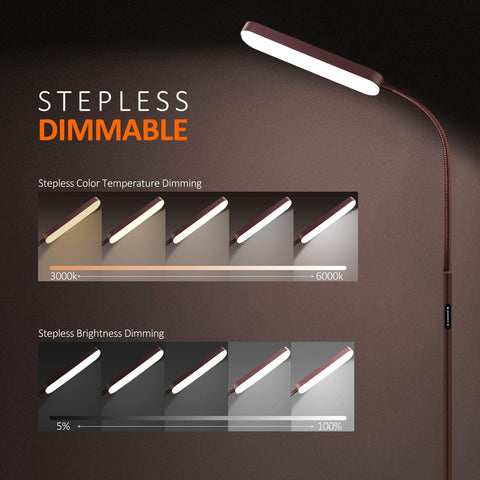 Wio-Mio LED floor lamp showing color temperature range 3000K-6000K for different moods.