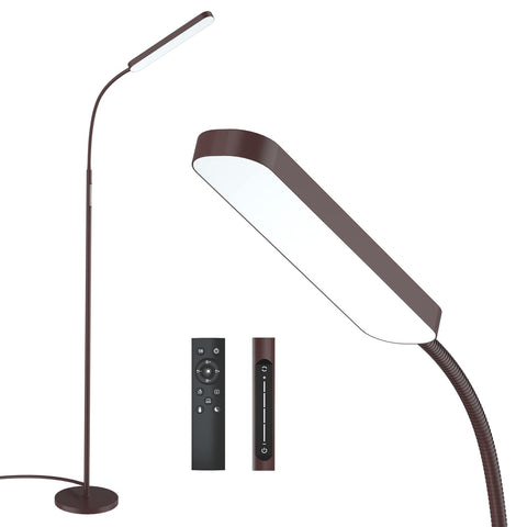 Wio-Mio LED floor lamp with remote control for effortless brightness and scene presets.