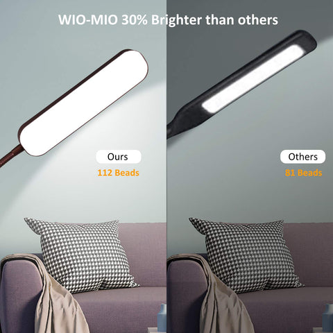 Wio-Mio floor lamp with touch control for stepless brightness and color temperature.