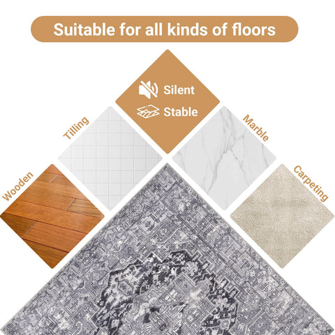 Wiojtry anti-slip mat supports stable swivels on various floor types.