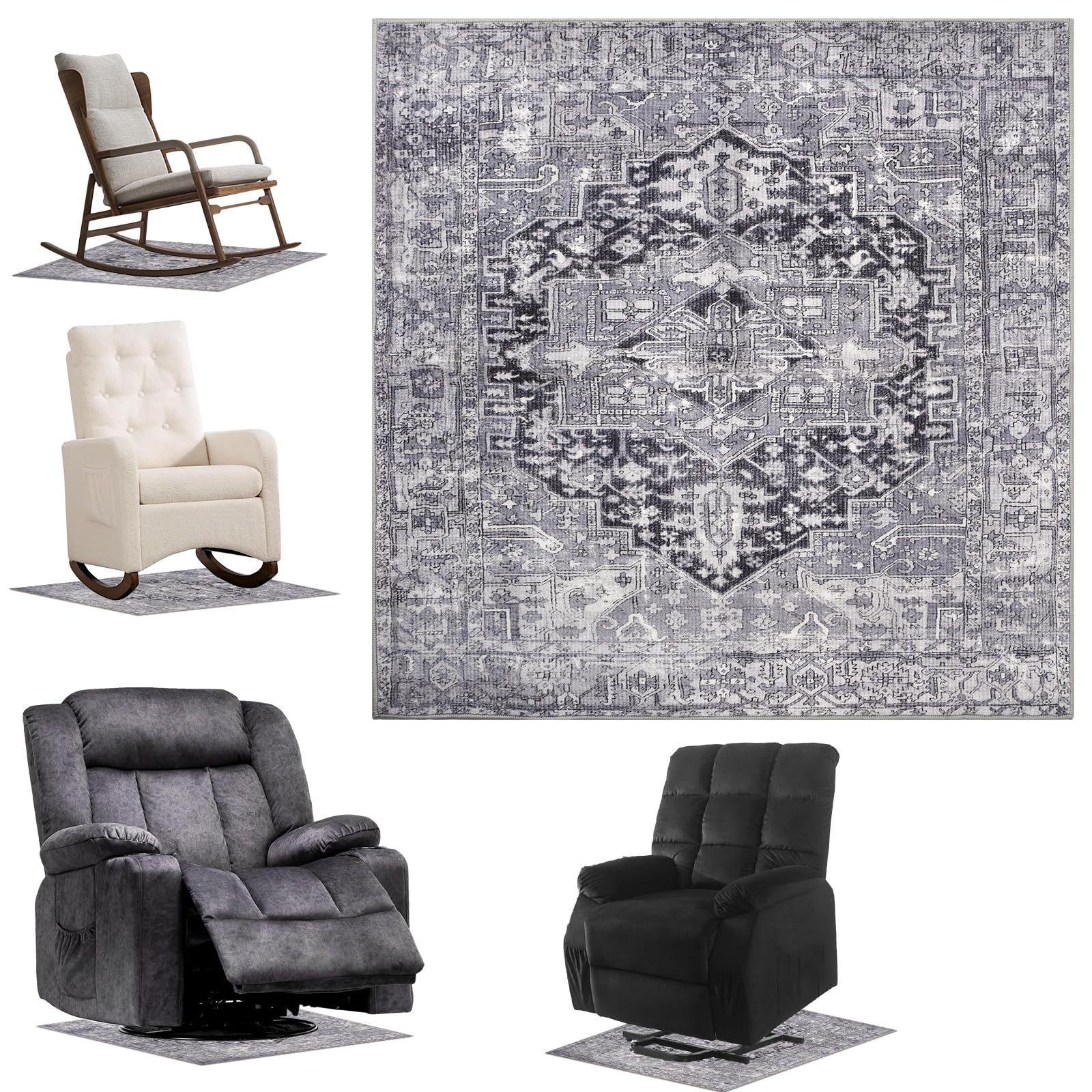 Wiojtry recliner mat round 31.5 inches protects hardwood floors from scuffs.