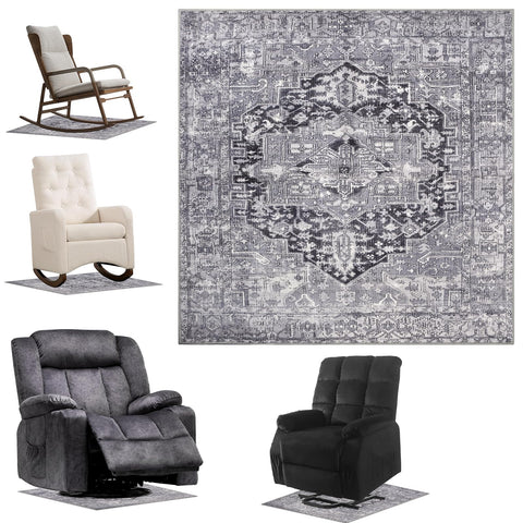Wiojtry recliner mat round 31.5 inches protects hardwood floors from scuffs.