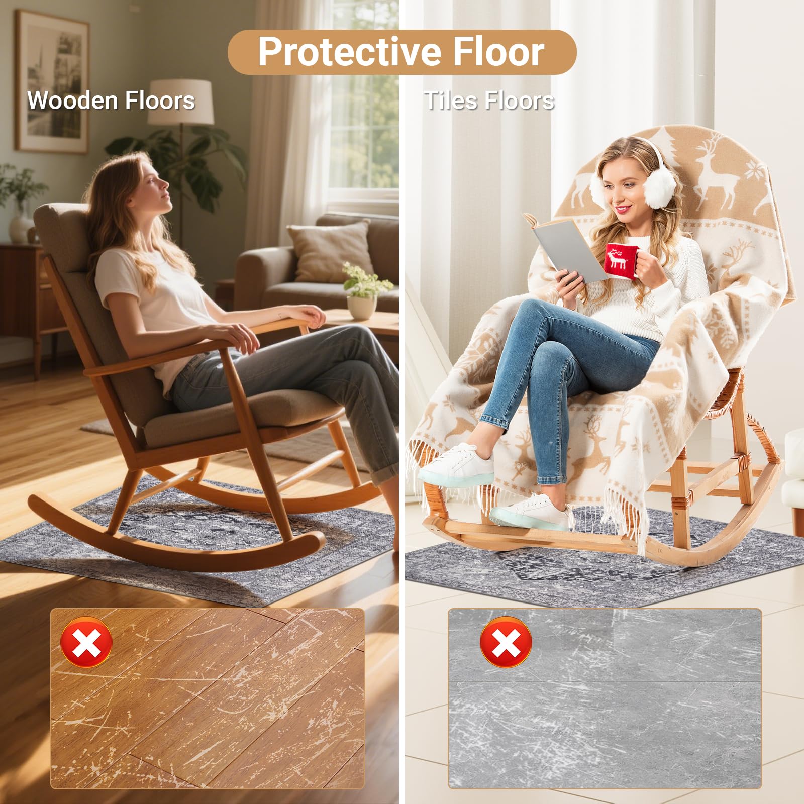 Wiojtry soft cashmere surface adds cozy comfort under feet.