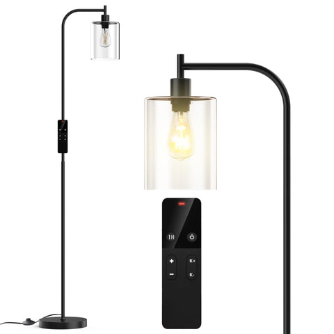 Wio-Mio industrial floor lamp with glass shade for a warm living room glow