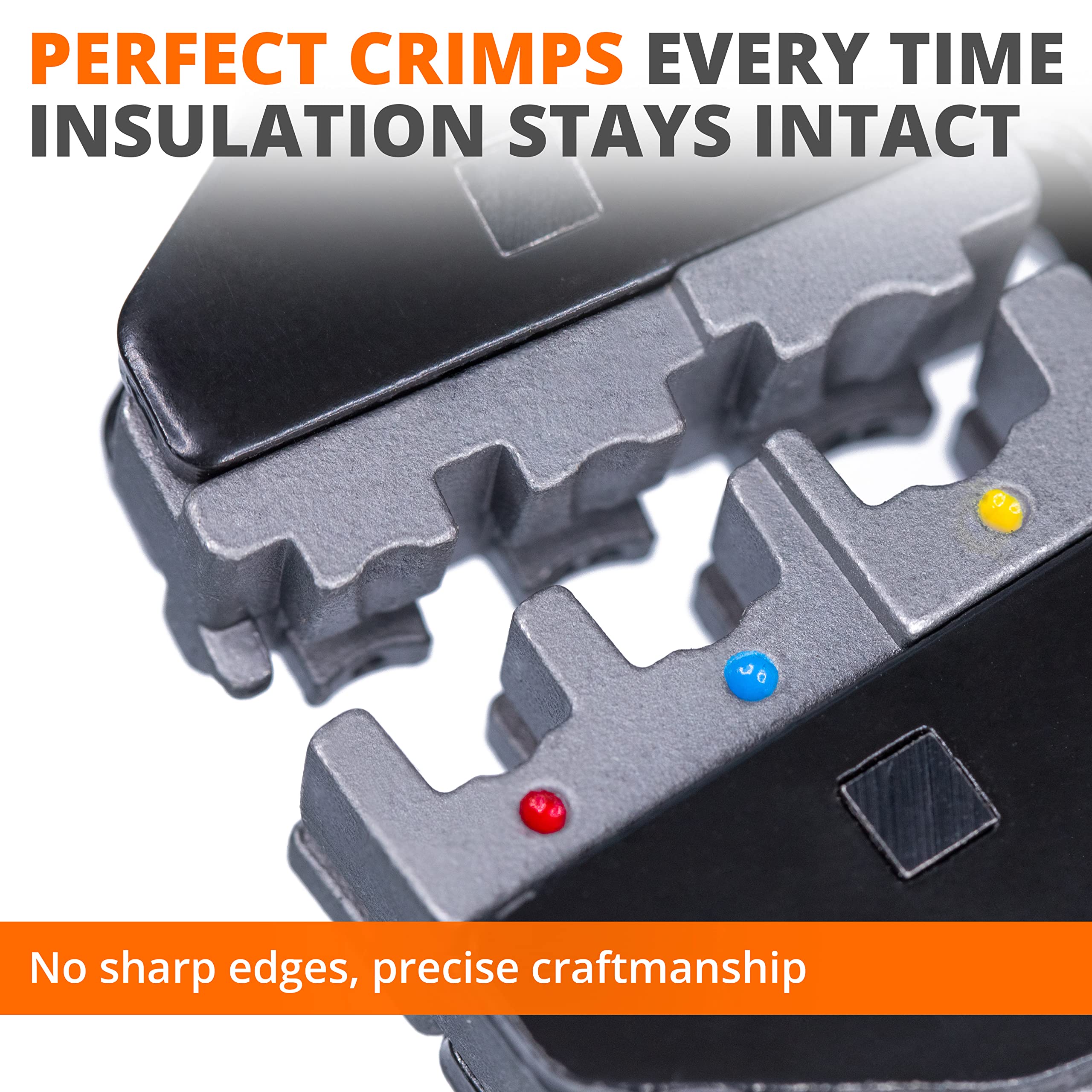 Wirefy adjustable star wheel for fine-tuned crimp pressure on delicate connectors.