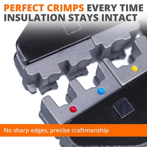 Wirefy adjustable star wheel for fine-tuned crimp pressure on delicate connectors.