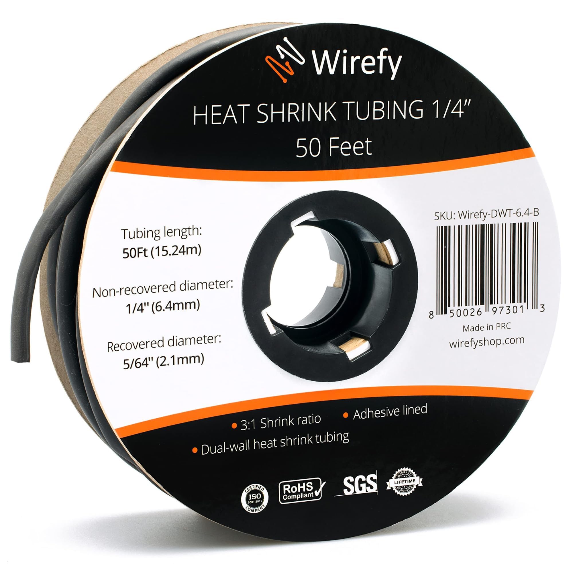 Wirefy heat shrink tubing 1/4 inch roll with adhesive-lined insulation.