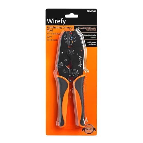 Wirefy professional-grade crimping tool supports 22-10 AWG terminals.