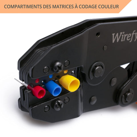Wirefy quick-release lever enables fast, repeatable crimps.