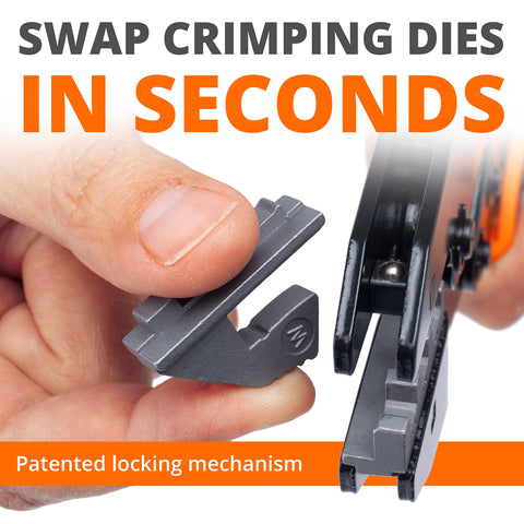 Wirefy ratcheting crimp tool enabling consistent crimps in tough job-site conditions.