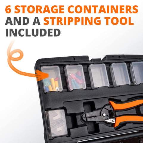 Wirefy integrated wire stripper helps cleanly prep wires for secure terminations.