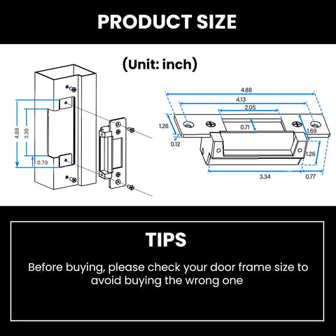 WIRELEL ANSI strike lock side profile highlights compact form for easy installation