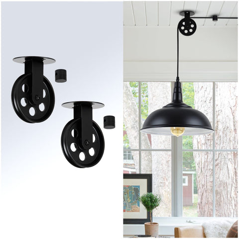 Wirziis pulley wheels 2-3/4 inch black for pendant lighting and sturdy ceilings