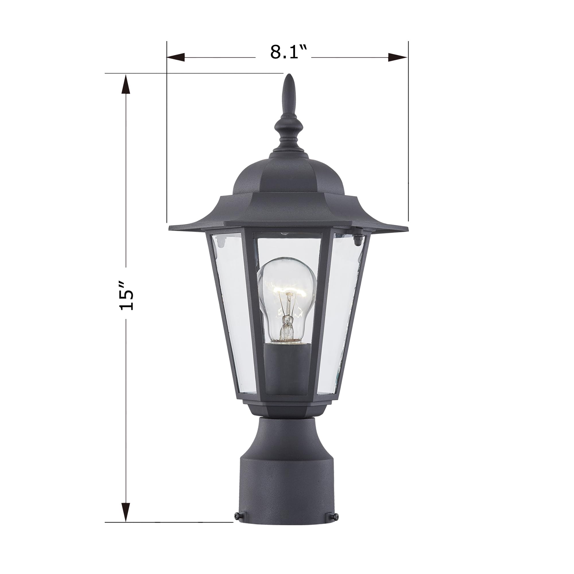 Wisbeam medium-sized post light fits walkways, porches, and entryways with balanced illumination.