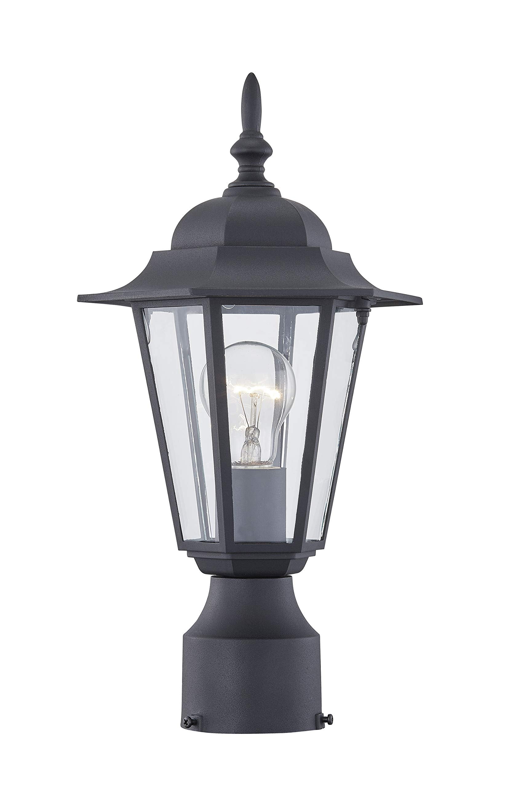 Wisbeam outdoor post light with aluminum housing and glass for durable exterior lighting.
