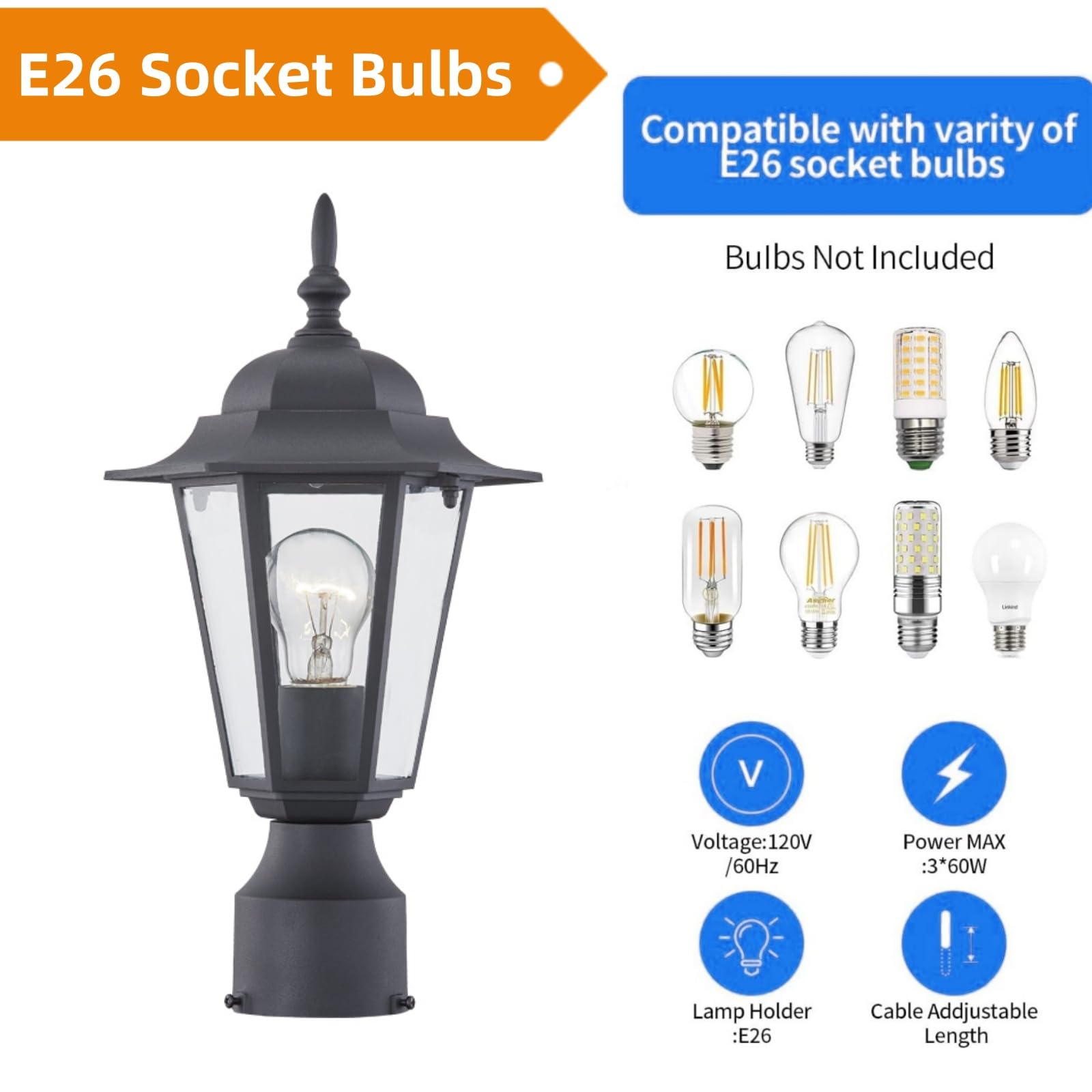Wisbeam post light ETL rated for Wet Location for outdoor use.