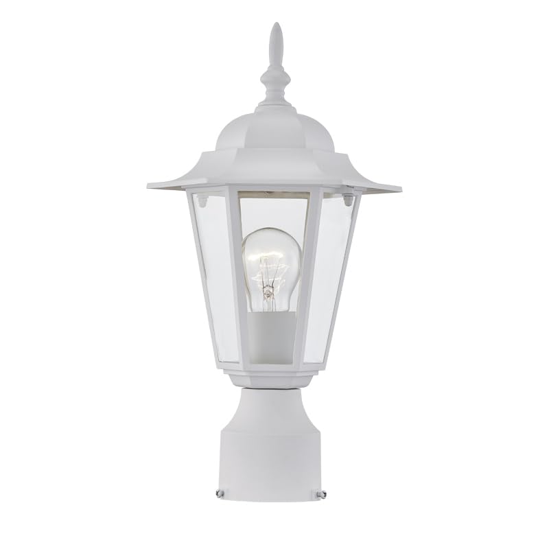 WISBEAM white outdoor post light front view for walkway illumination.