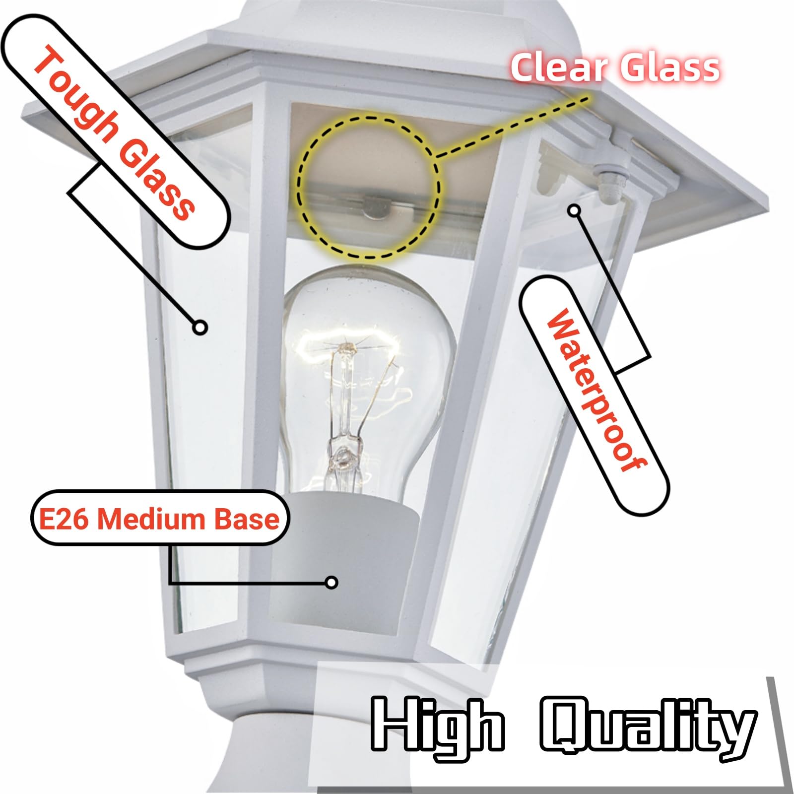 WISBEAM glass detail highlights clear panels and weatherproof design.
