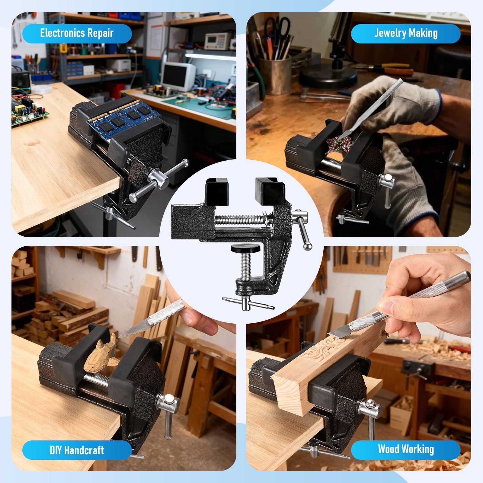 Wiselifetech Table Vice supports jewelry, electronics, woodworking and crafts.