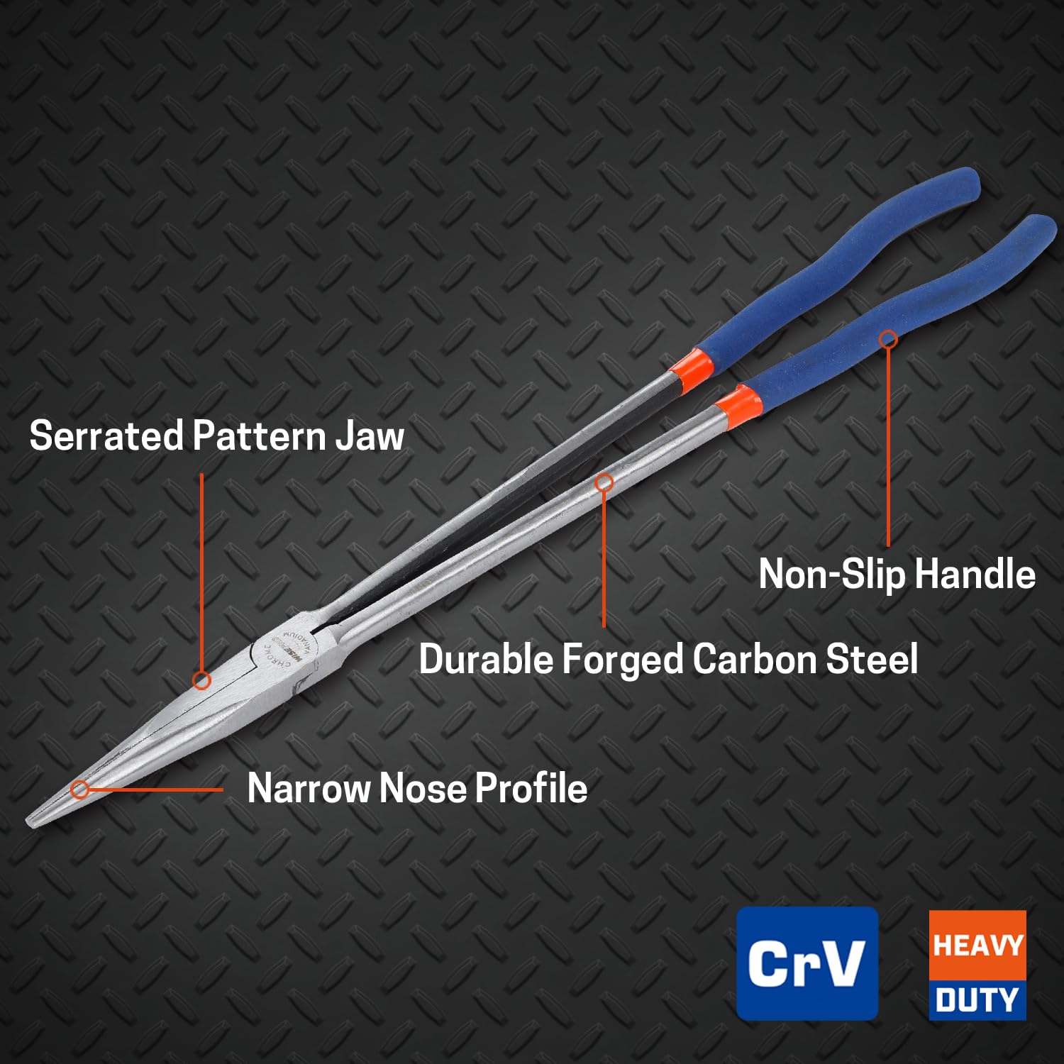 WISEPRO Long Reach Pliers 16in narrow-space access helps reach deep corners safely.