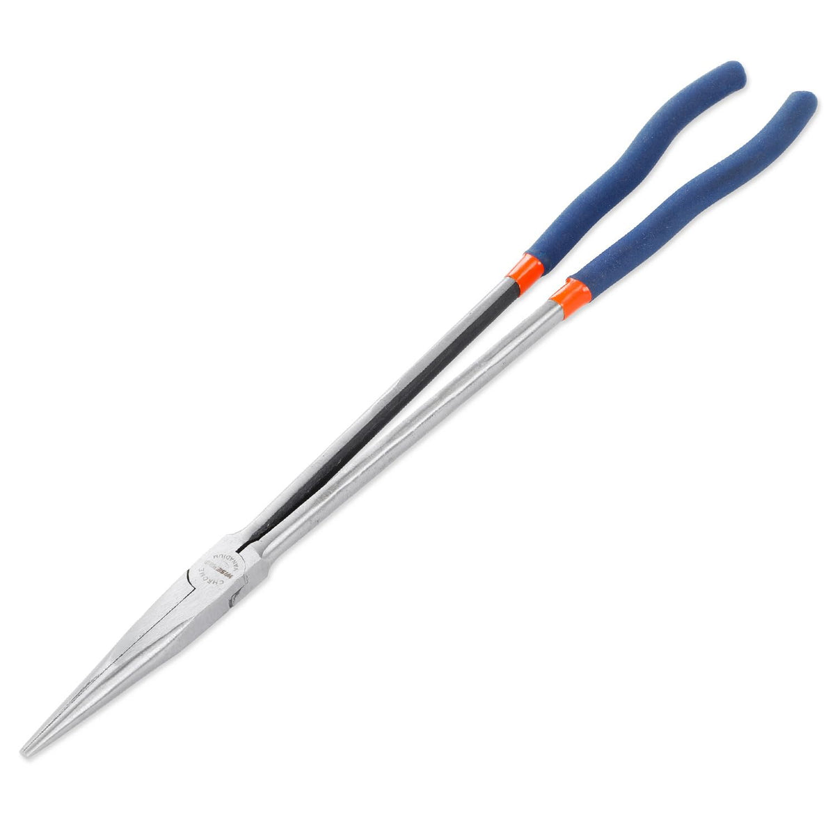 WISEPRO Long Reach Pliers 16in straight nose in use, precise reach for tight spaces.