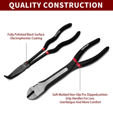 WISEUP 45-degree bent nose plier for accessible bending in tight cabinets.