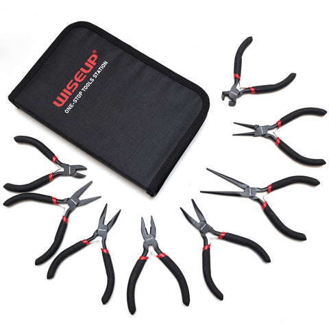 WiseUp 8-piece mini pliers set diagonal plier for precise jewelry work.