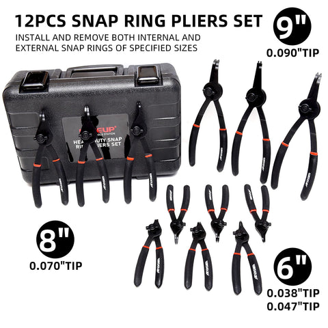WISEUP external snap ring pliers with 45-degree tip for tight spaces.