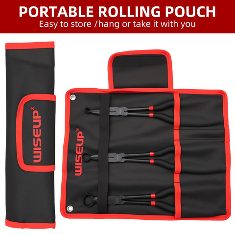 WISEUP hose grip pliers with one-half inch nose reach tight automotive spaces.