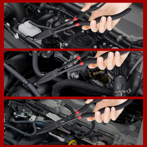 WISEUP tool in action removing hoses in engine bay.