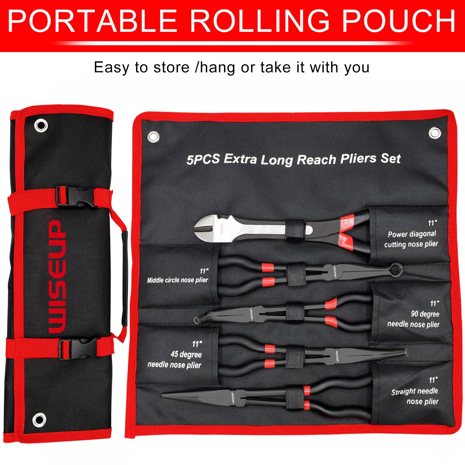 WISEUP long-reach straight plier demonstrates accessing confined areas with steady control.