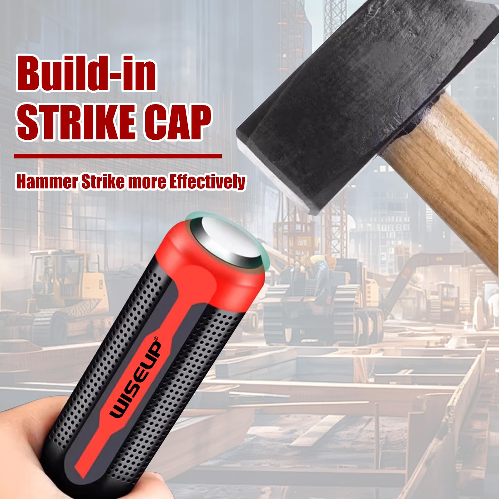 WISEUP strike cap close up showing durable protective cap for solid hits.