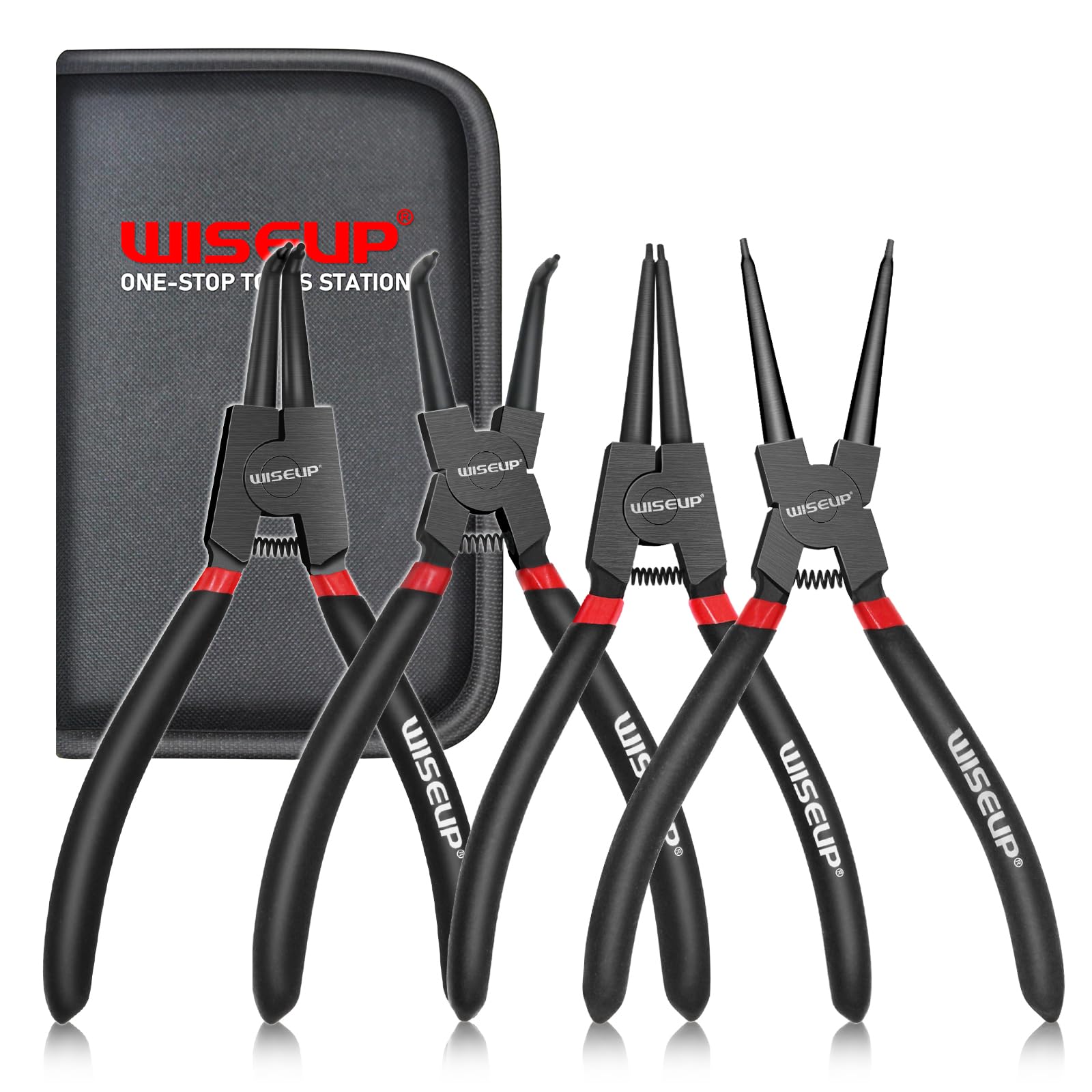 WISEUP Snap Ring Pliers 7-inch kit for versatile ring removal.