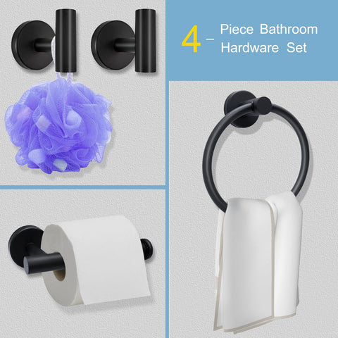 Wisexin towel ring in matte black provides secure fingerprint resistant storage