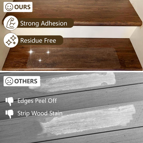 Wishtofly transparent stair grips blend with wood while boosting traction on steps.