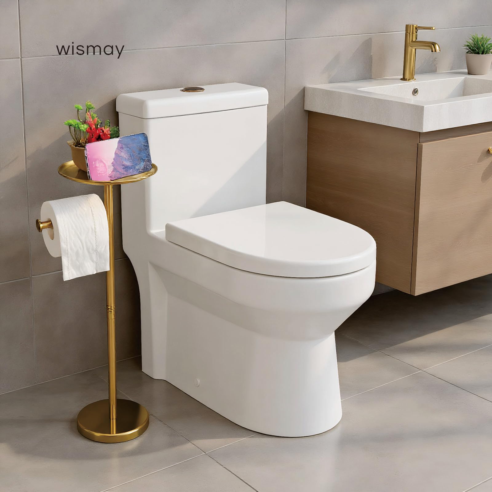 Wismay brushed gold rod complements the gold-tone finish and durable construction.