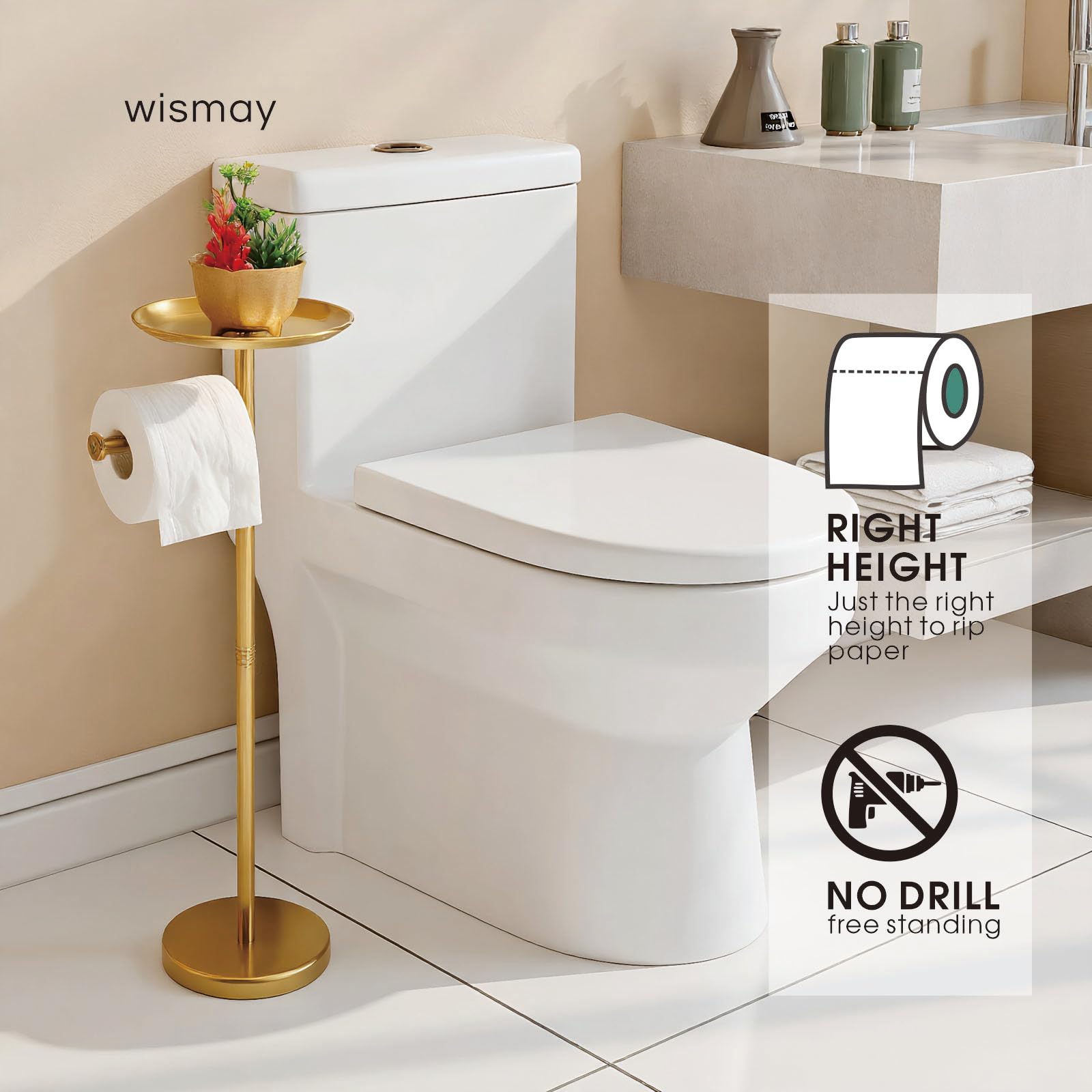 Wismay stainless steel base in gold finish blends durability with a modern look.