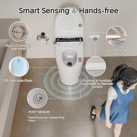 WITMYA toilet with foot sensor flush for convenient hygiene.