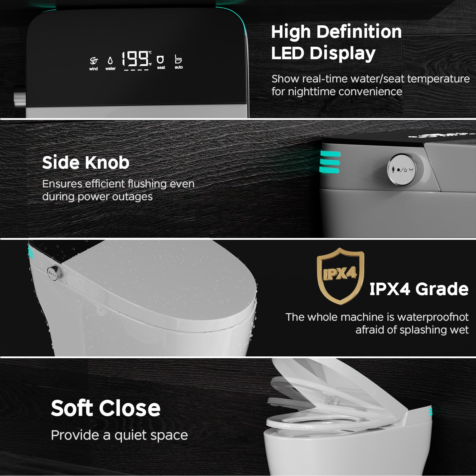 WITMYA tankless design saves space in compact bathrooms.