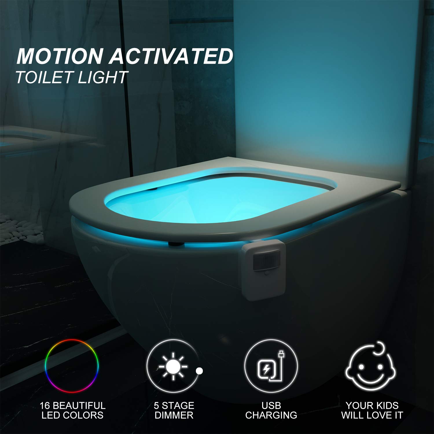 Witshine 16 color glow toilet light offers colorful bathroom ambiance