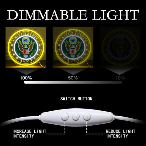 WittyRhE Army Neon Sign dimmable cable for adjustable brightness in any room