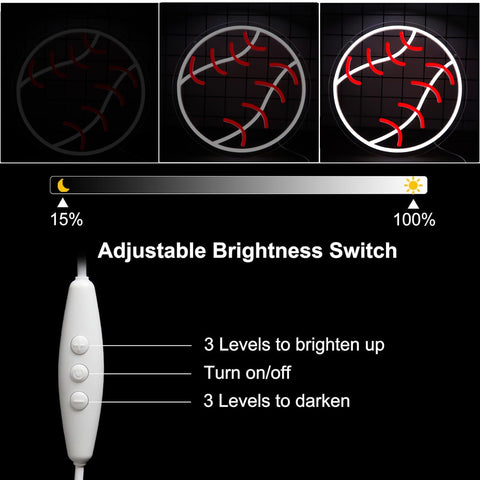 WittyRhE baseball neon acrylic panel delivers bright 3D illumination.