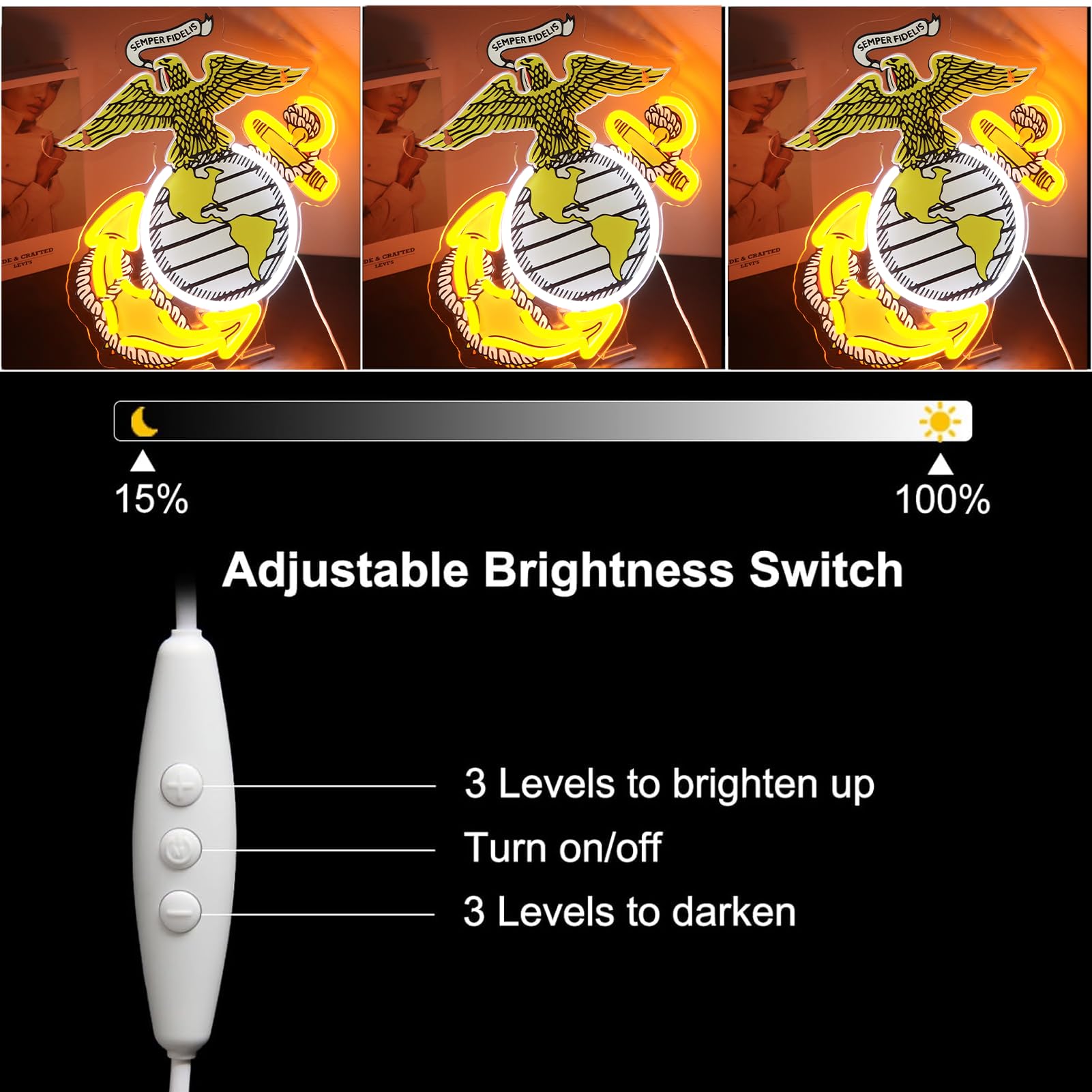 WittyRhE veteran sign with USB power for quick plug-and-play ambiance.