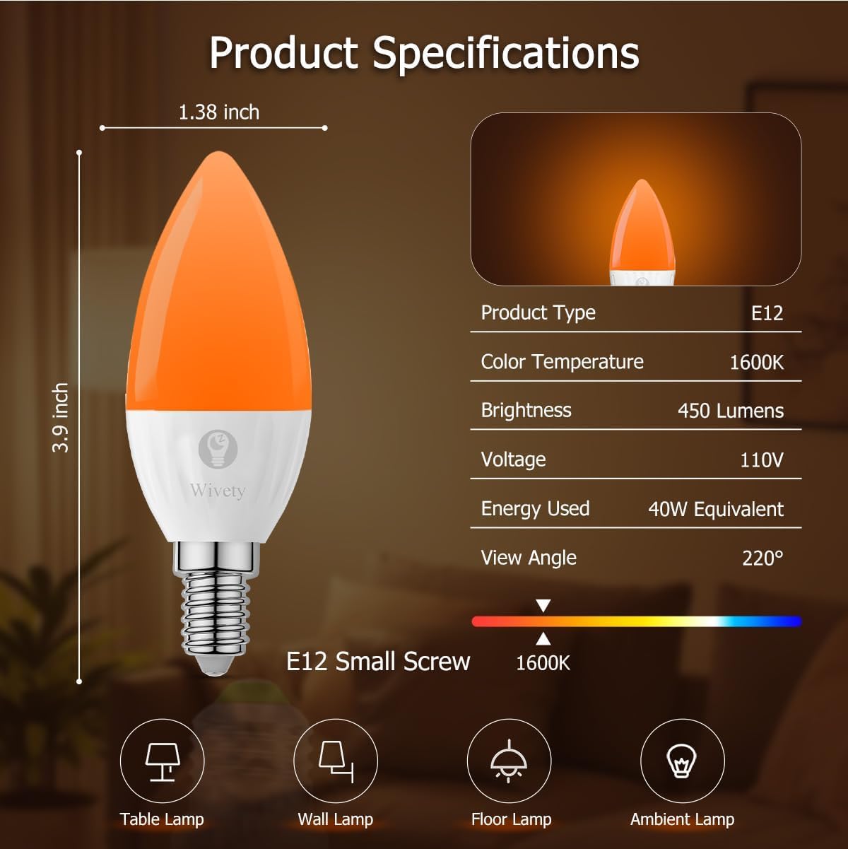 Wivety flicker-free amber bulbs ensure steady light